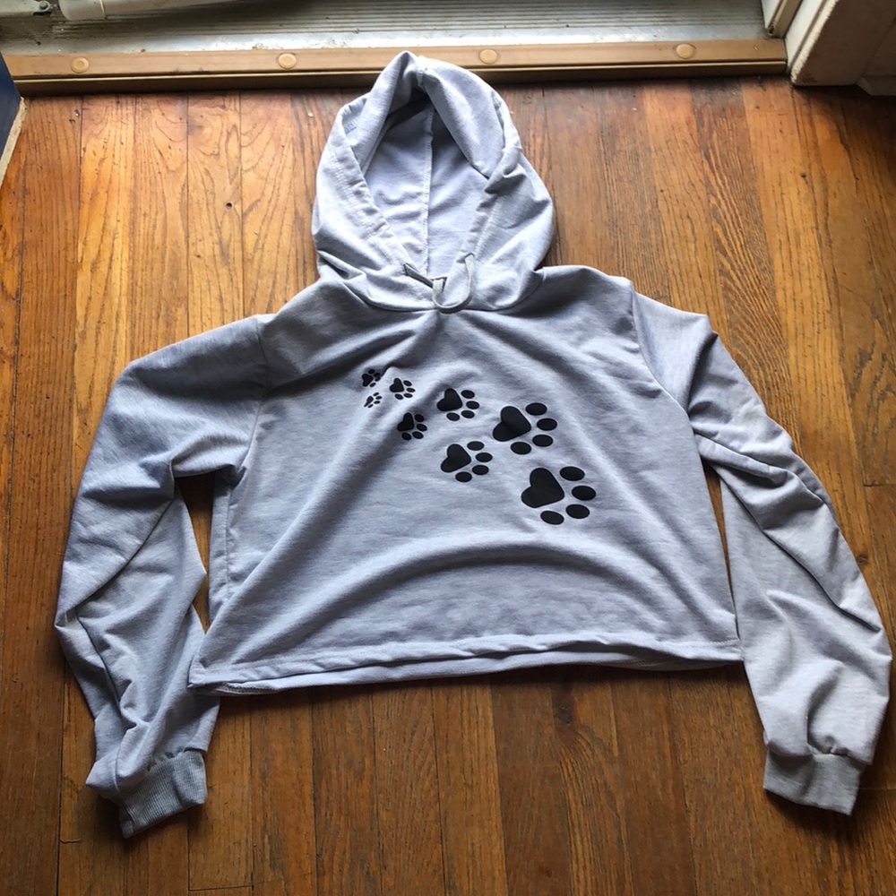 Paw print crop top hoodie